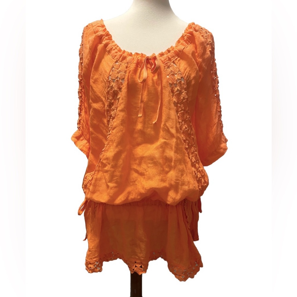 SUNDAY St. Tropez Dentelle Lace Mini Dress Linen and Cotton in Sz: M/L**